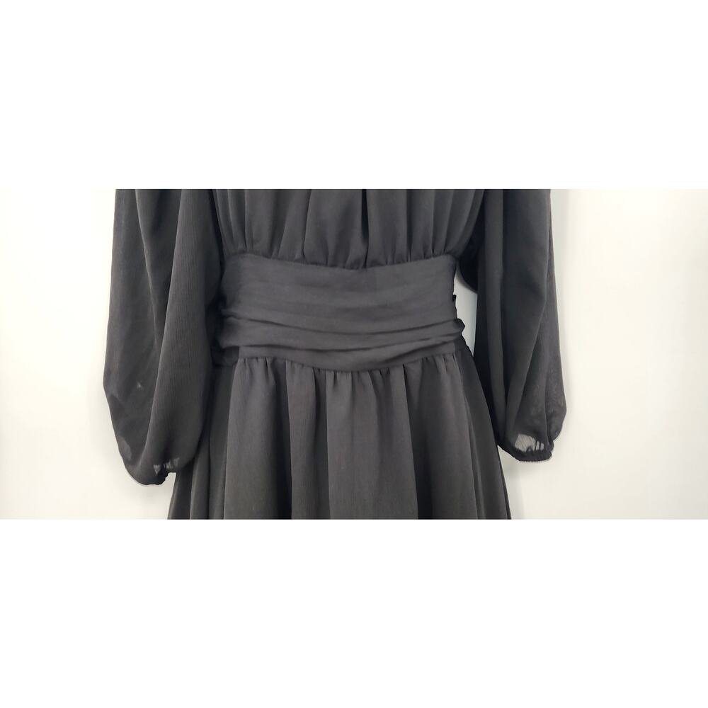 New NWT EXLURA Black Ling Sleeve Tie Back Dress Large‎ - Picture 6 of 9